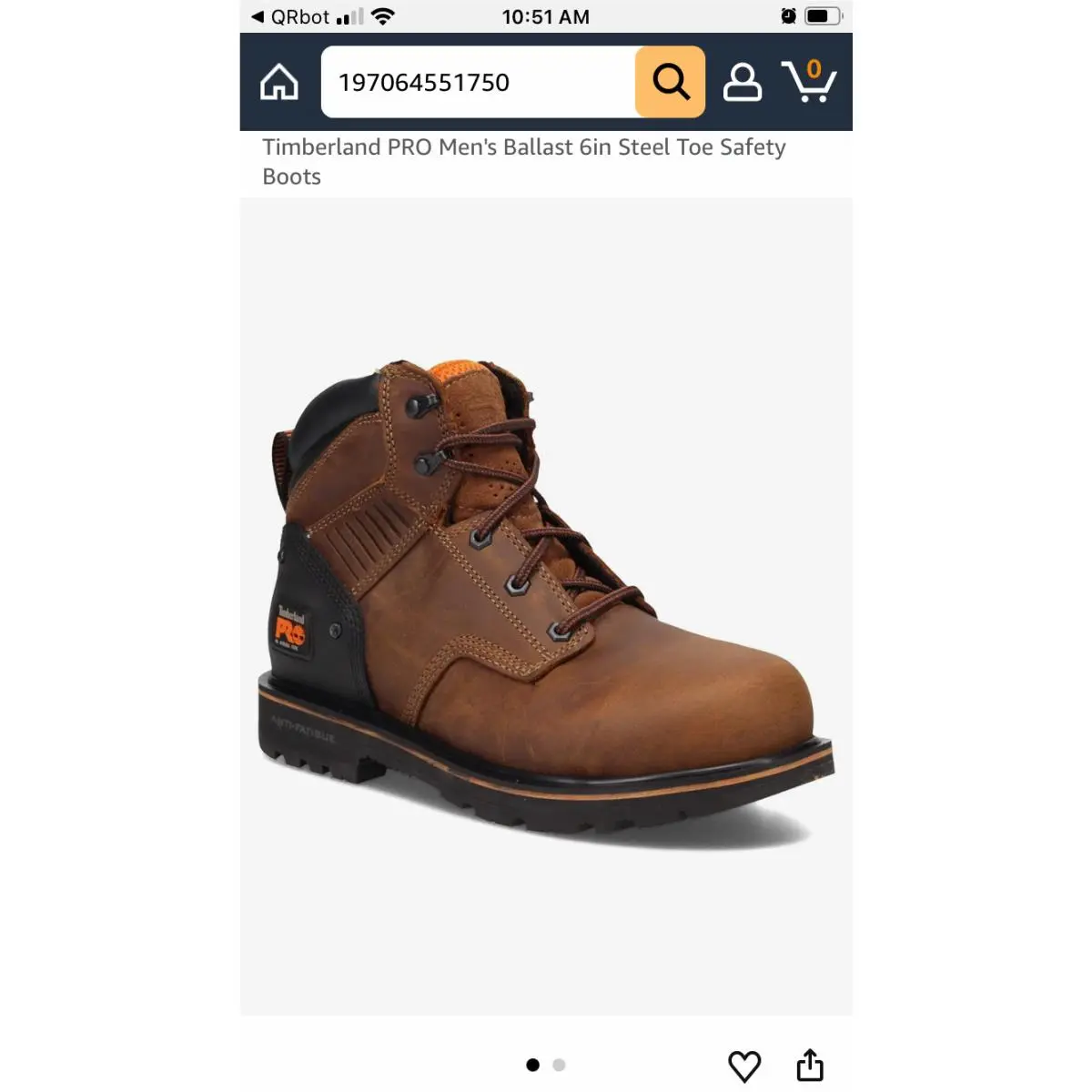 Timberland Pro Men`s Ballast 6` Steel Toe Safty Boot