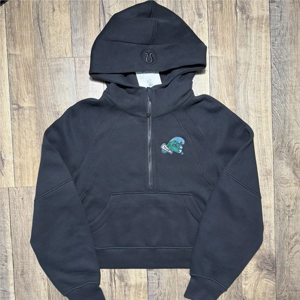 Lululemon Black Tulane Green Wave Scuba Oversized Half Zip Hoodie Women Xs/s