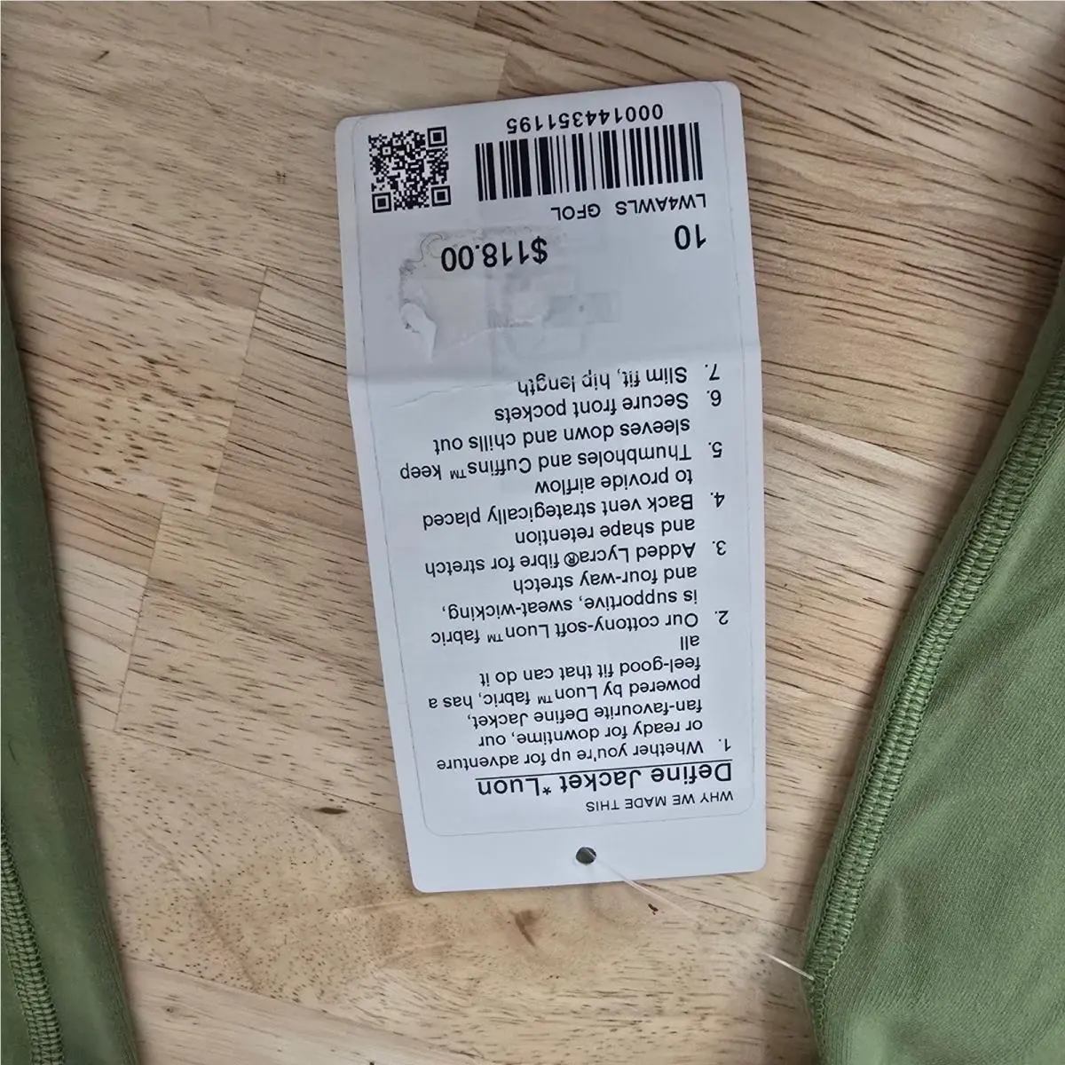 Lululemon clothing - Define Jacket - Define Jacket - Green 3