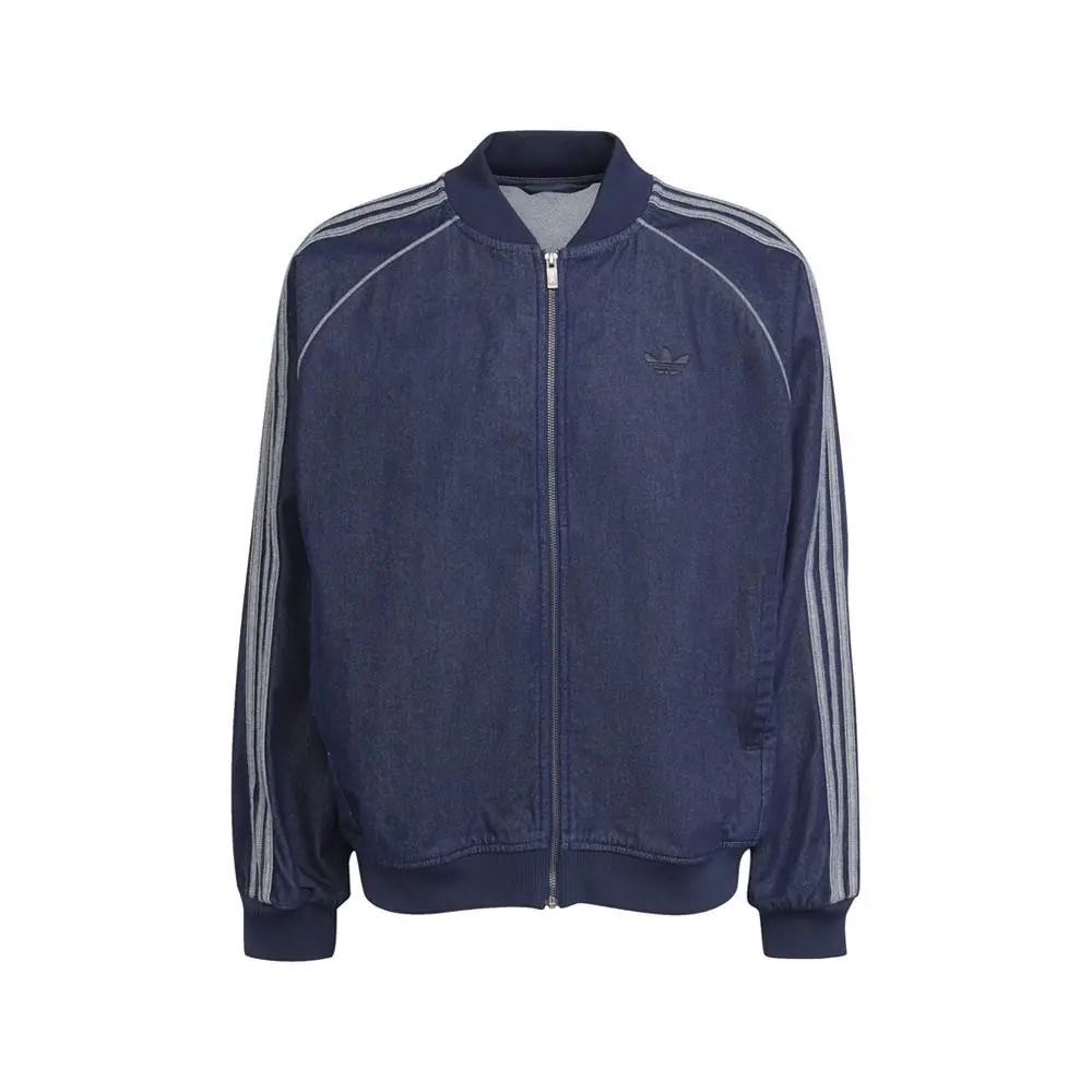 Adidas Sst Adicolor Loose Sst Denim Stone Jacket Mens Blue Casual Athletic Outer