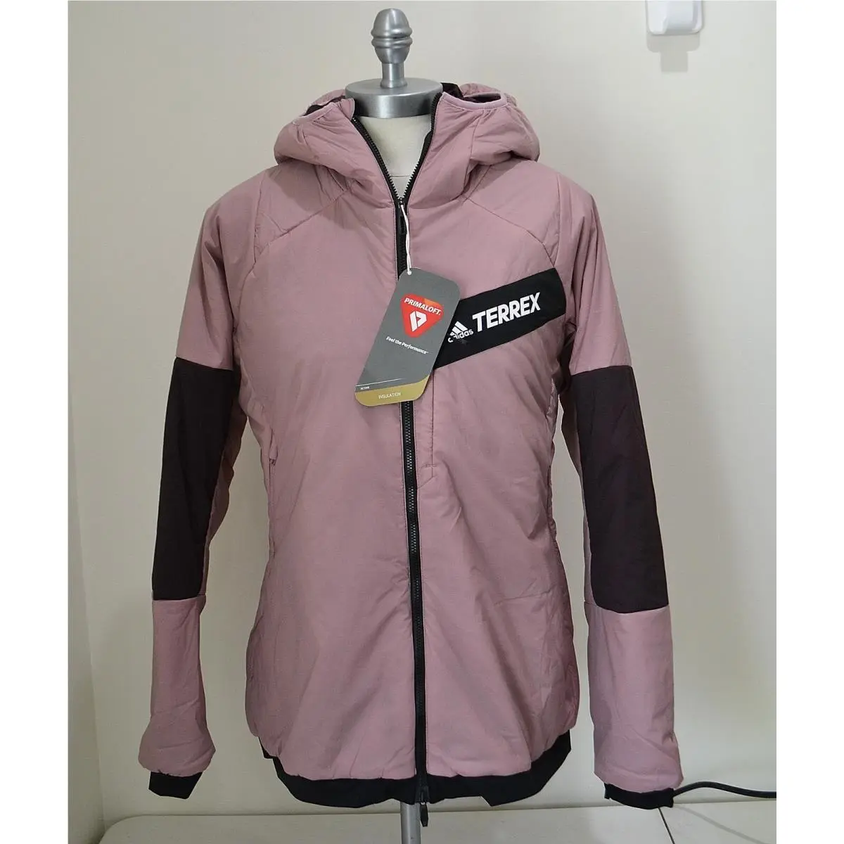 Women`s Adidas Terrex Techrock Stretch Primaloft Hooded Jacket Coat SZ M L