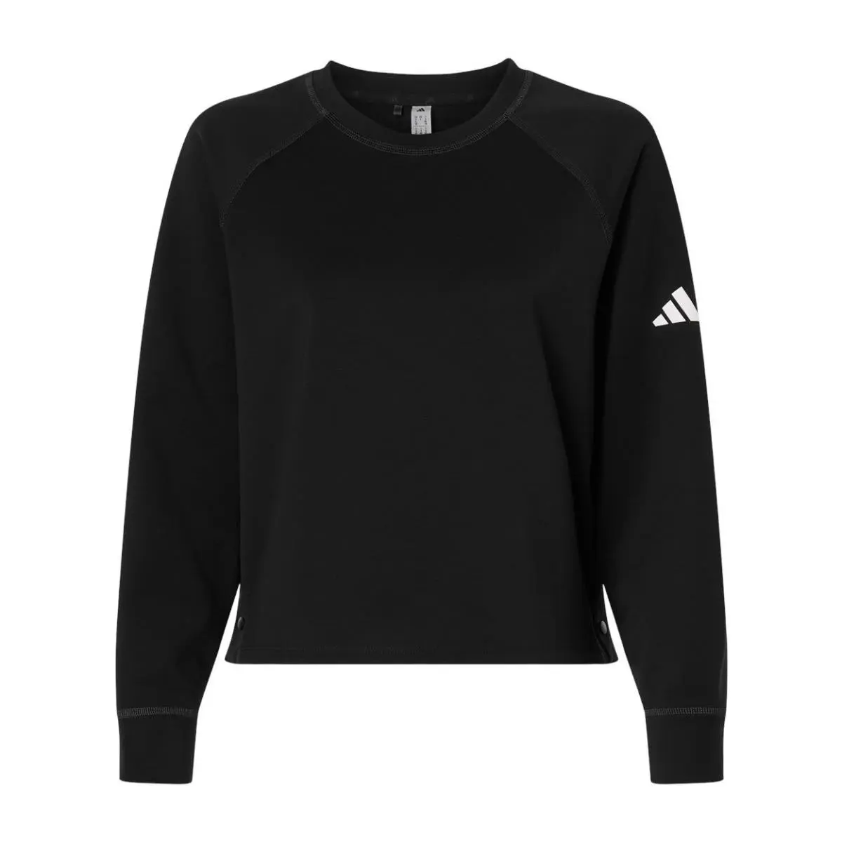 Adidas Womens Size S-2XL Beyond Side-snap Crewneck Soft Feel Cropped Sweatshirt