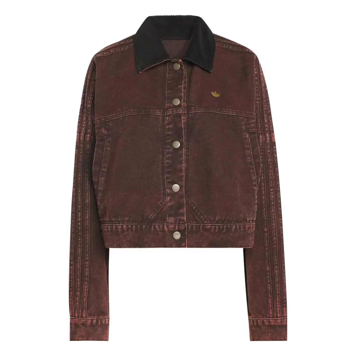 Adidas Originals Retro Logo Collar Classic Canvas Jacket Washed Top Women Size