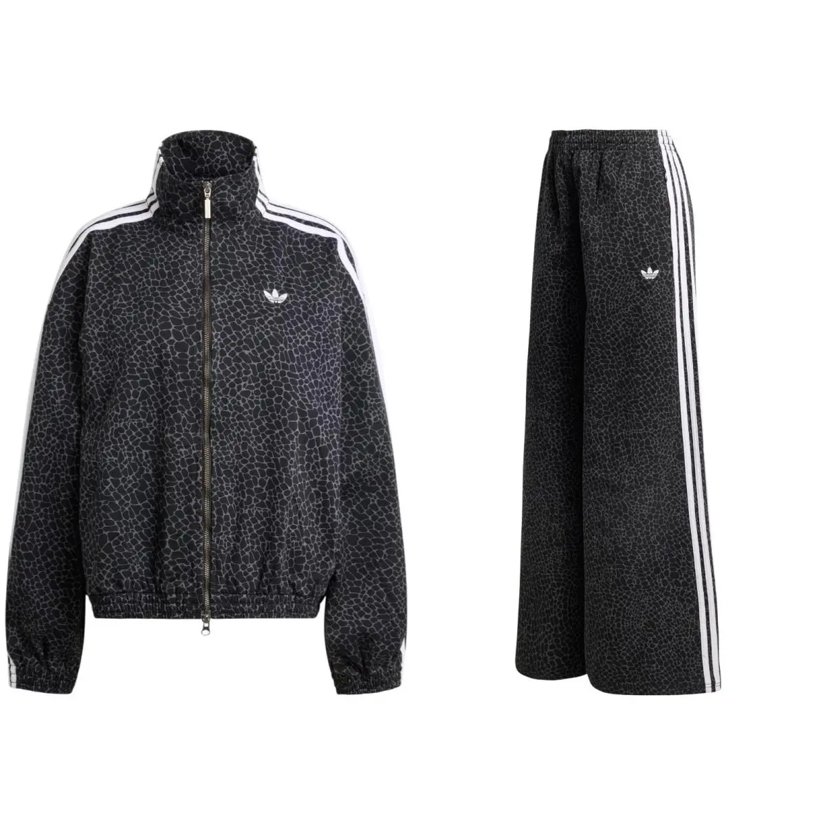 Women`s Adidas Originals Black Firebird Oversized Aop Denim Track Suit