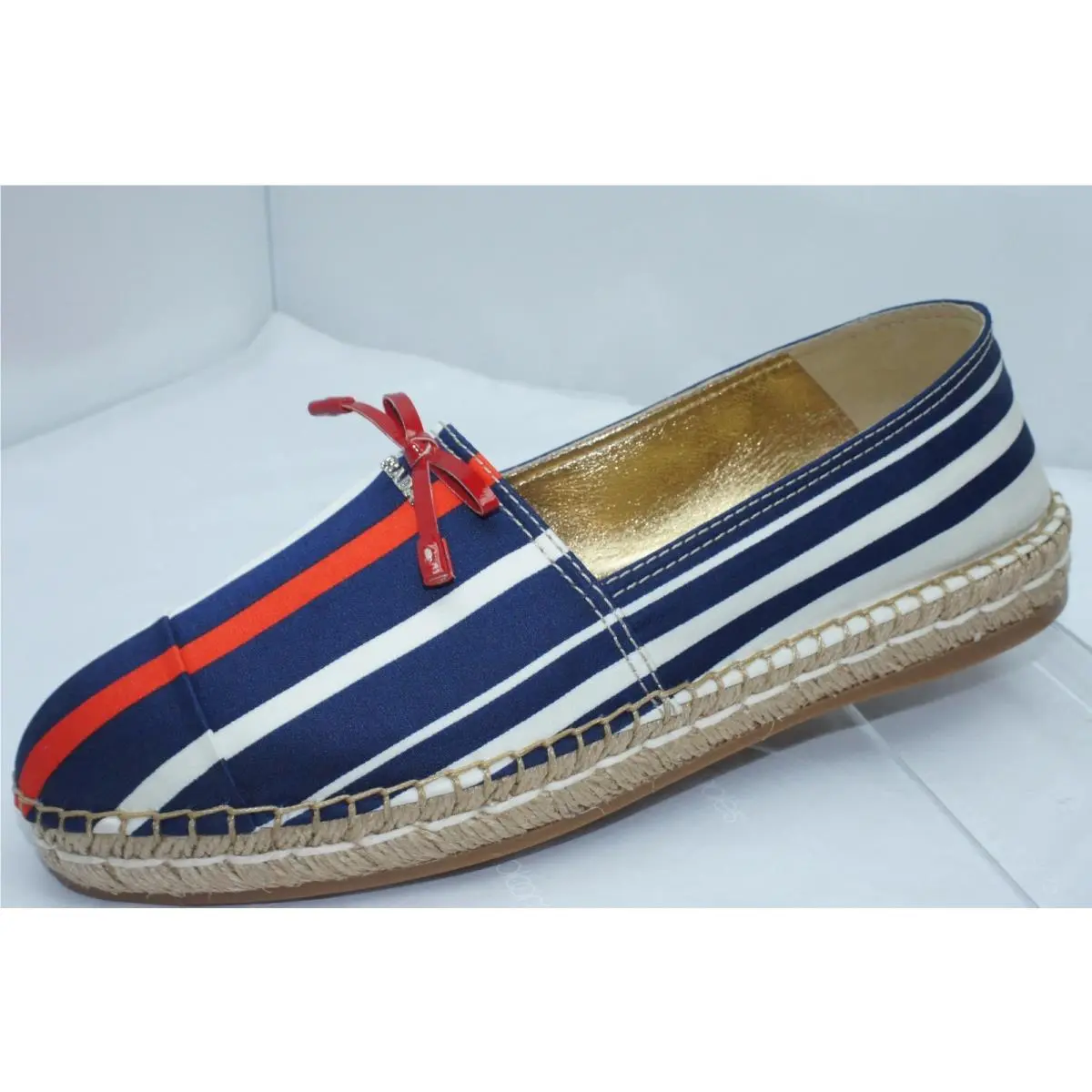 Prada Women`s Shoes Espadrilles Size 7.5 Flats Blue Calzature Donna