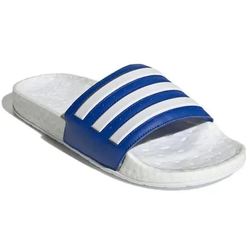 Adidas Adilette Men Size 6 Boost Slide Sandals White / Blue - Gz5313