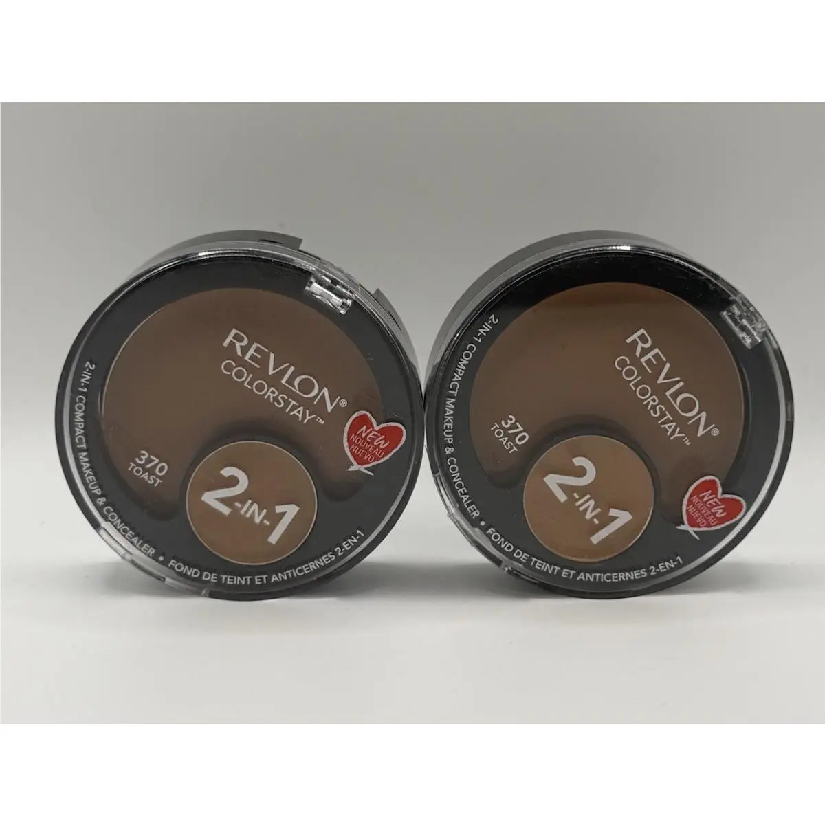 2 X Revlon 370 Toast Colorstay 2 in 1 Compact Makeup Concealer