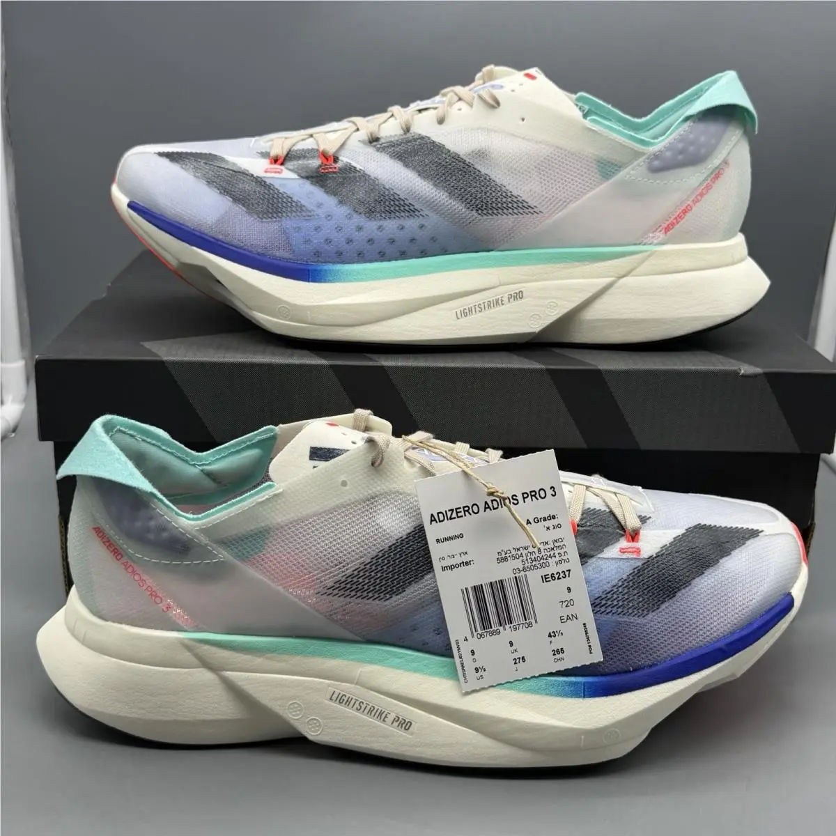 Adidas Adizero Adios Pro 3 Mens 9.5 Running Shoes Marathon Training Multicolor