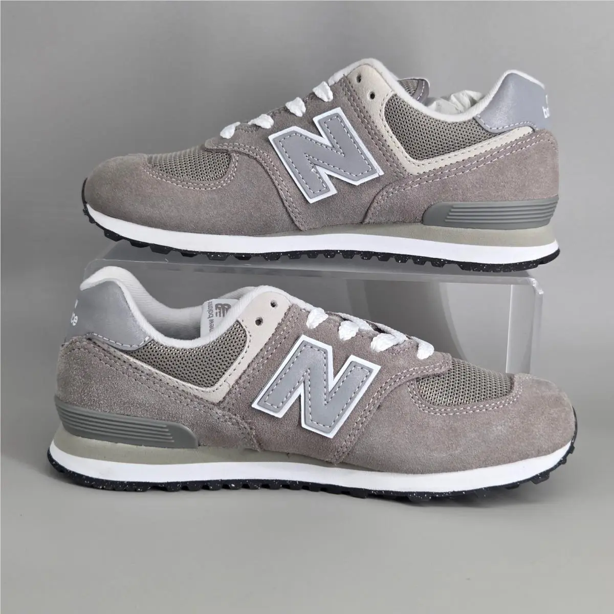 New Balance 574 Core Kids 3 Grey White Suede Mesh Athletic Sneakers PC574EVG