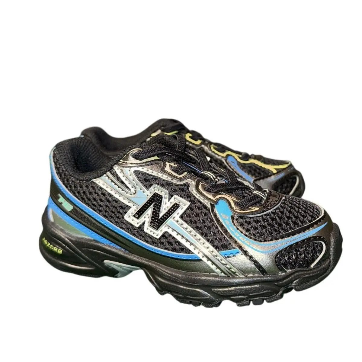 New Balance 740 Black Blue Toddler Sneakers IZ740DTL Baby Size 9C Bungee New