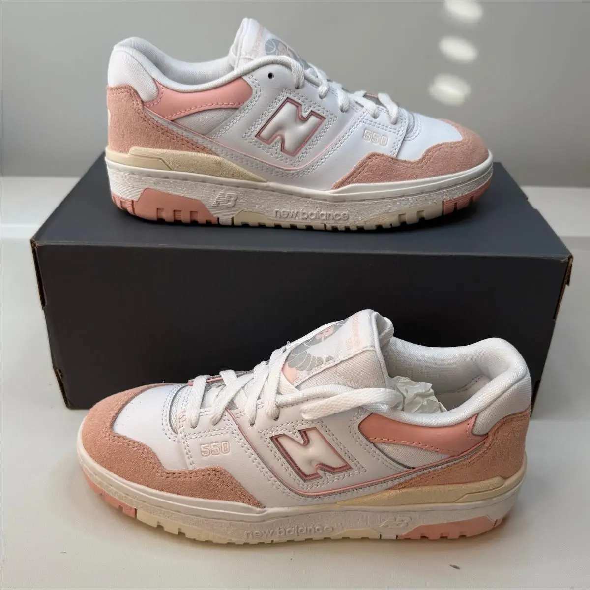 New Balance 550 White Pink Sneakers GSB550CD Youth Size 5.5 New
