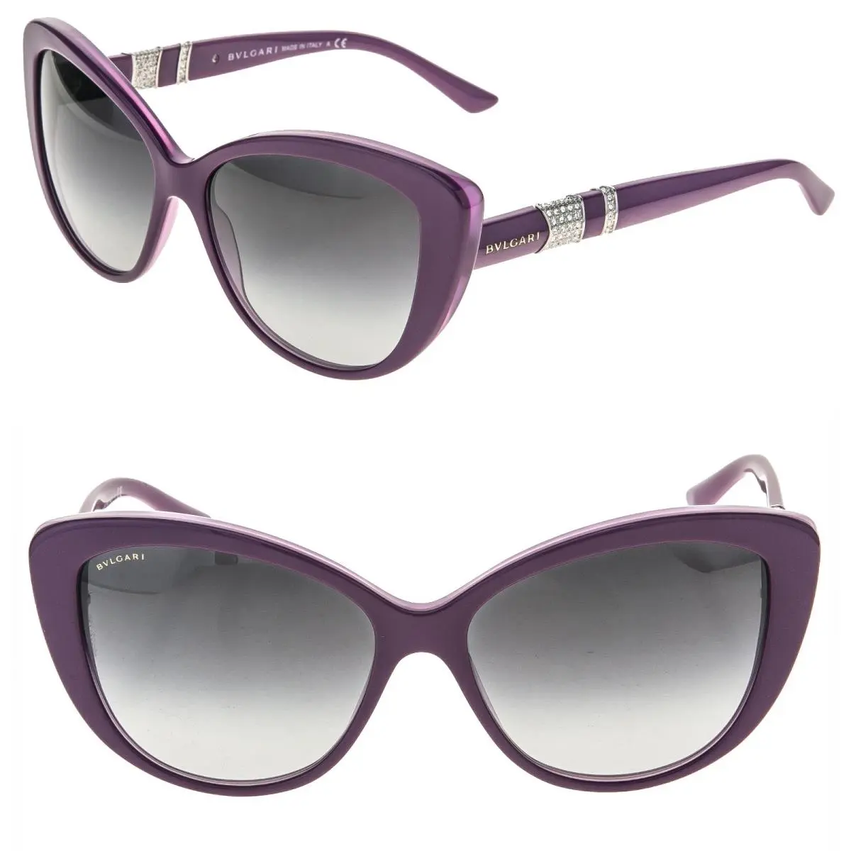 Bvlgari BV8151B 8151 Musa Cat Eye Purple Crystal Strass Jewel Sunglasses Diva