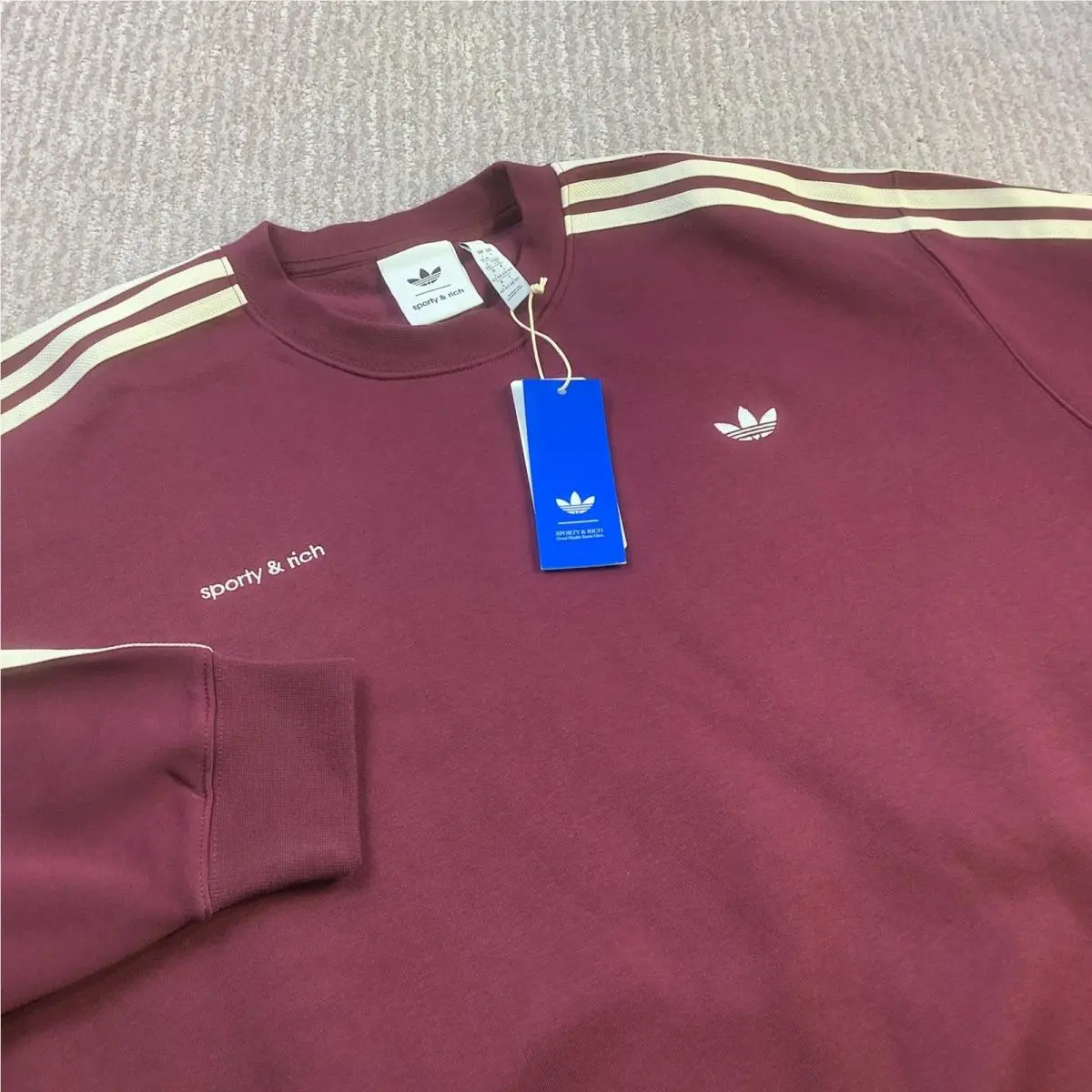 Adidas Originals x Sporty Rich Maroon Crewneck Sweatshirt Womens Large