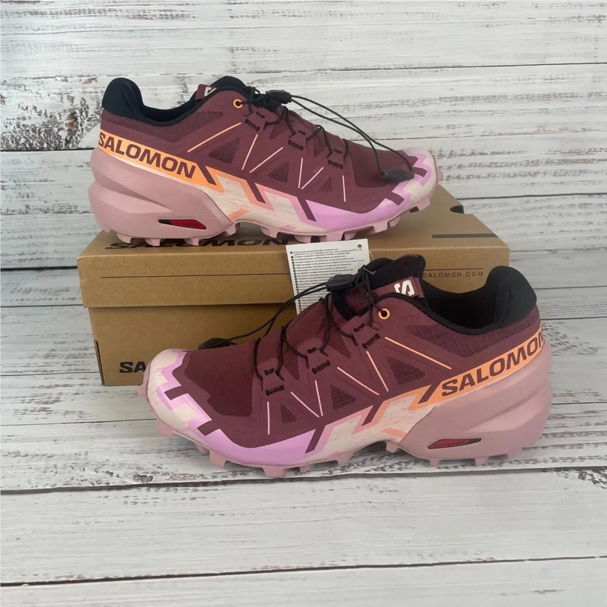 Salomon Speedcross 6 W Womens US 8 Trail Running Shoes Grape Papaya Mauve