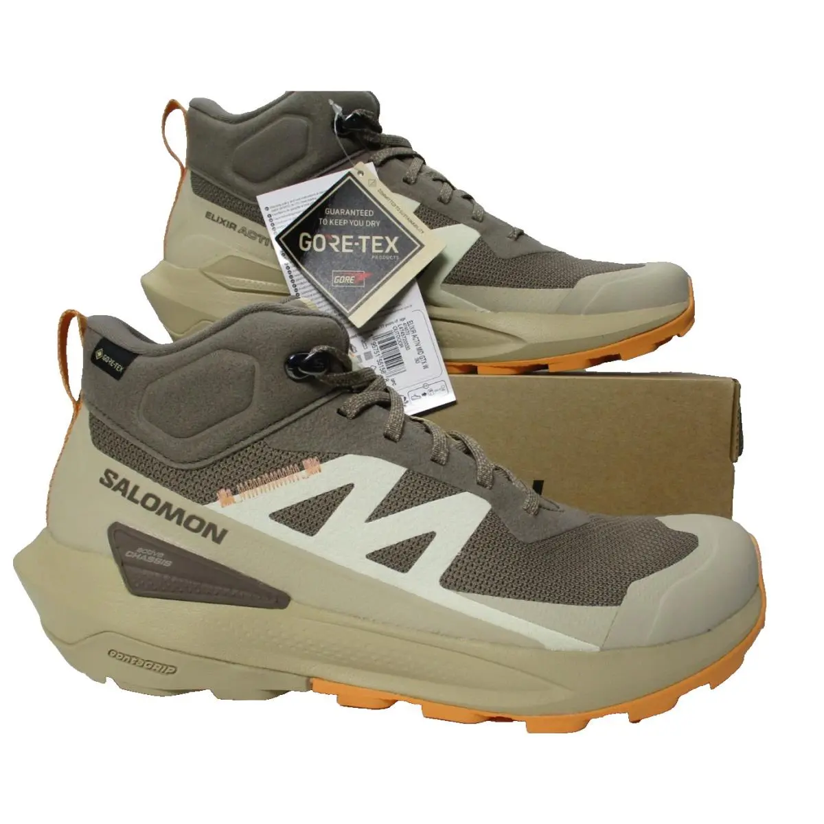 Salomon Elixir Activ Mid Waterproof Hiking Boots Shoes Womens Sz 10 Beige/brown