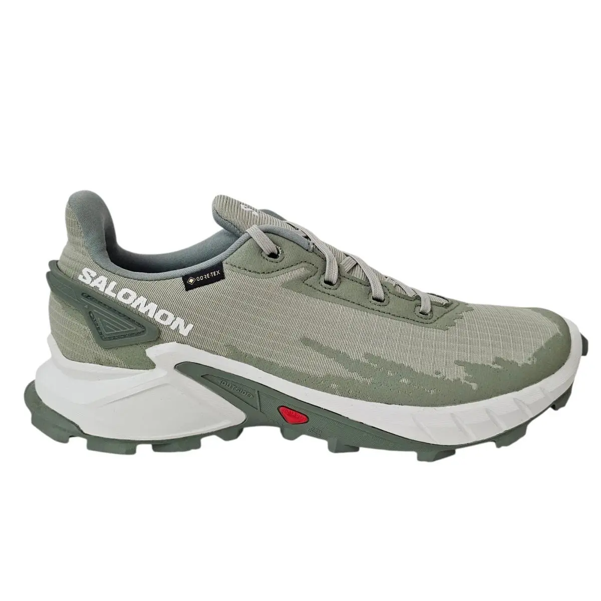 Salomon Women`s 9.5 Alphacross 4 Gtx Hiking Trail Shoes Desert Sage/white