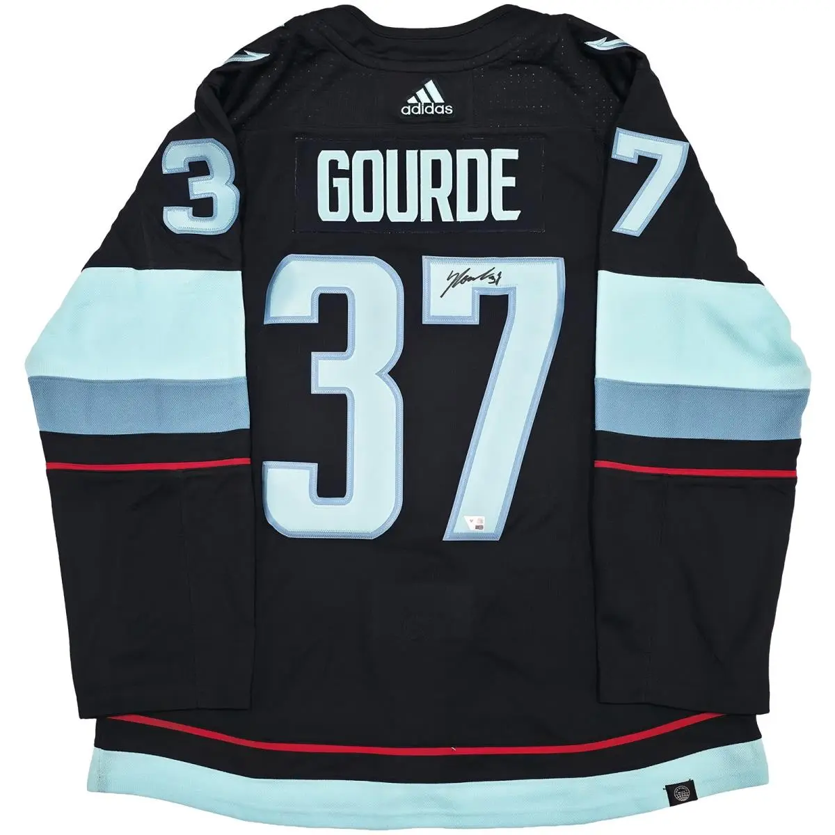 Kraken Yanni Gourde Signed Blue Adidas Primegreen Jersey Size 54 Fanatics