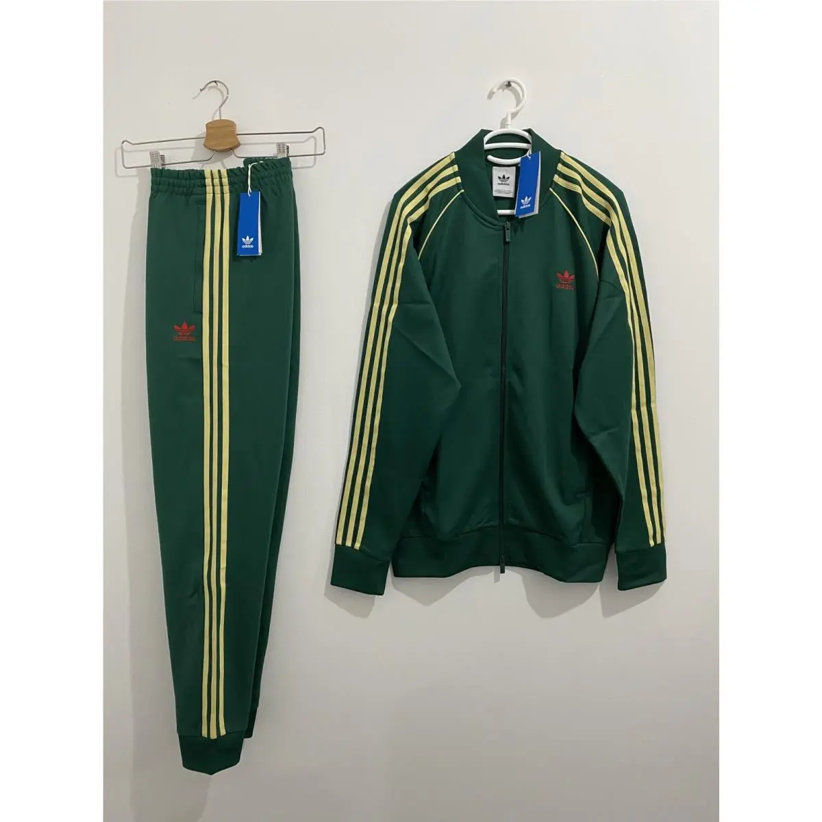 Adidas Originals Superstar Tracksuit Collegiate Green Powder Yellow Size XL