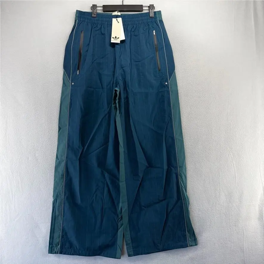 Adidas Wind Pants Men`s Medium Blue Track Windbreaker Baggy Wide Leg OG LA