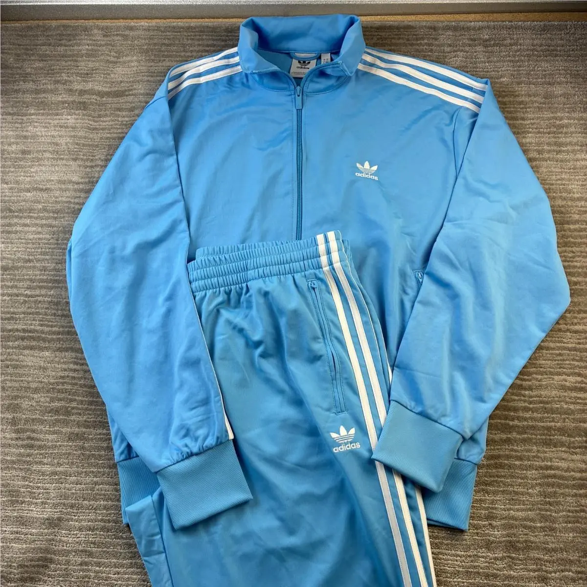 Adidas Tracksuit Mens Semi Blue Burst L Jacket XL Pants Set Firebird Originals