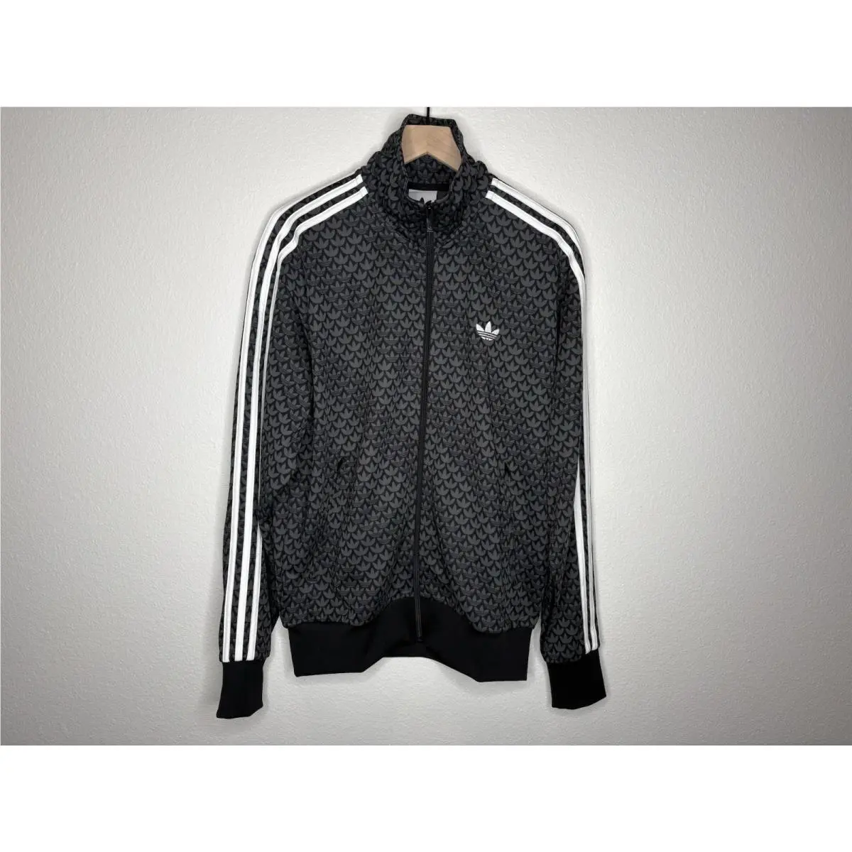 Adidas Originals Mens Black Monogram Trefoil Firebird Jacket Size Large