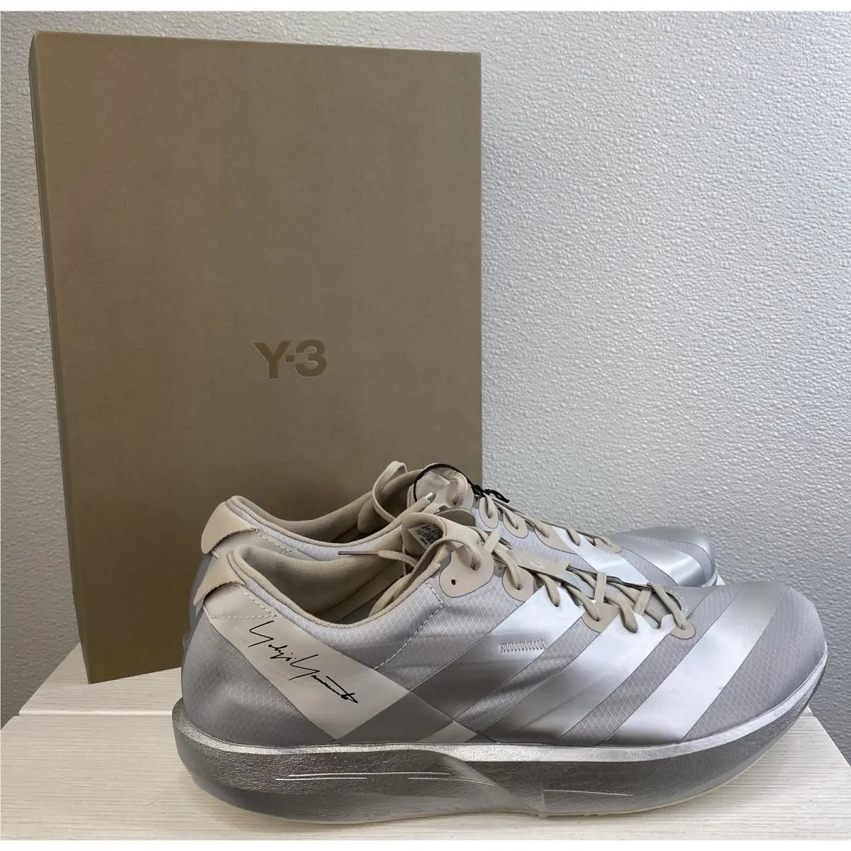 Adidas Y-3 Adidos 9 Mens Size 12.5 Mesh Metallic Silver Low Top Running Sneakers