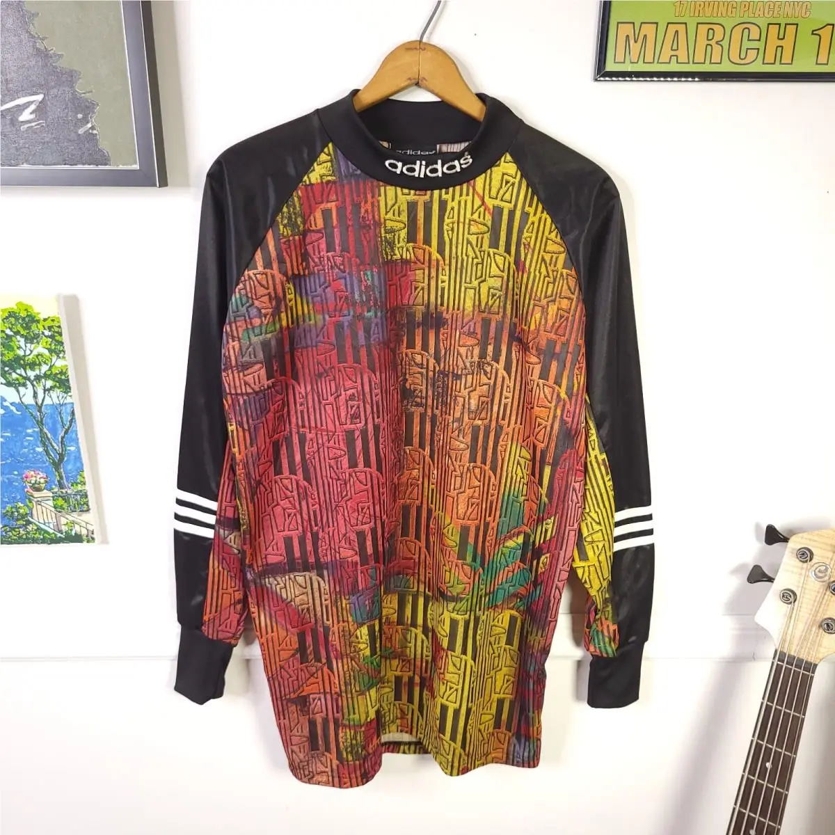 Vintage 1994 Adidas Goalkeeper Jersey Trefoil Aztec Logo Sz M Nos Rare