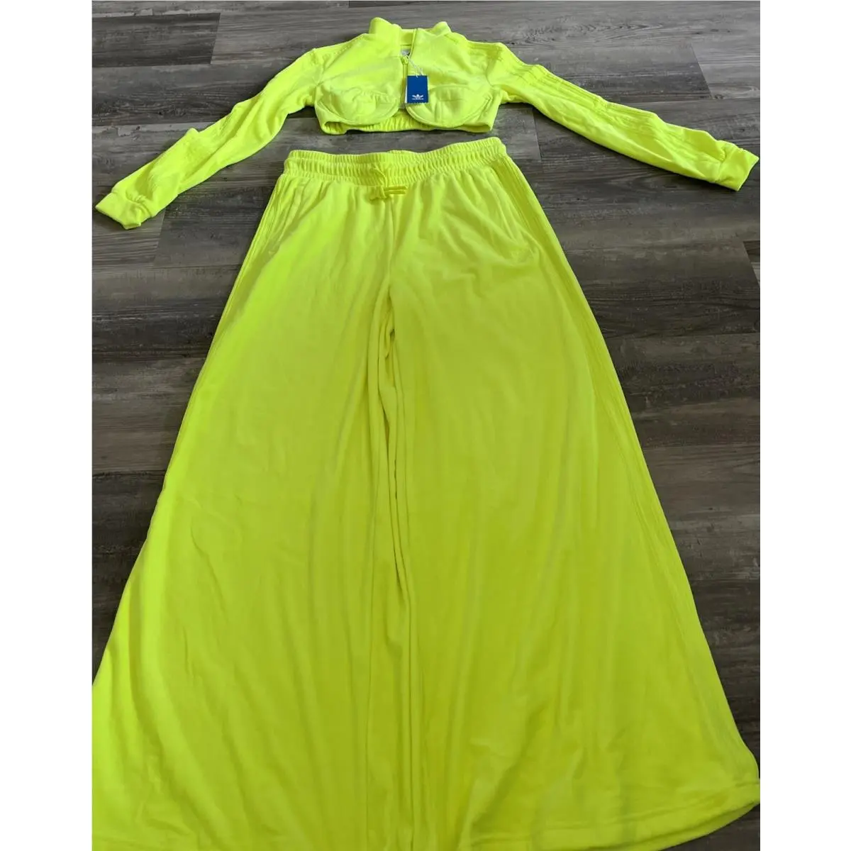 Jeremy Scott Adidas Originals Track Crop Jacket Pants Velour Neon Set M