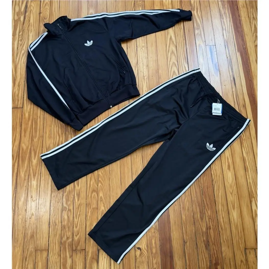 Vintage Y2K Adidas Trefoil Firebird Tracksuit Set Black Jacket Size Large