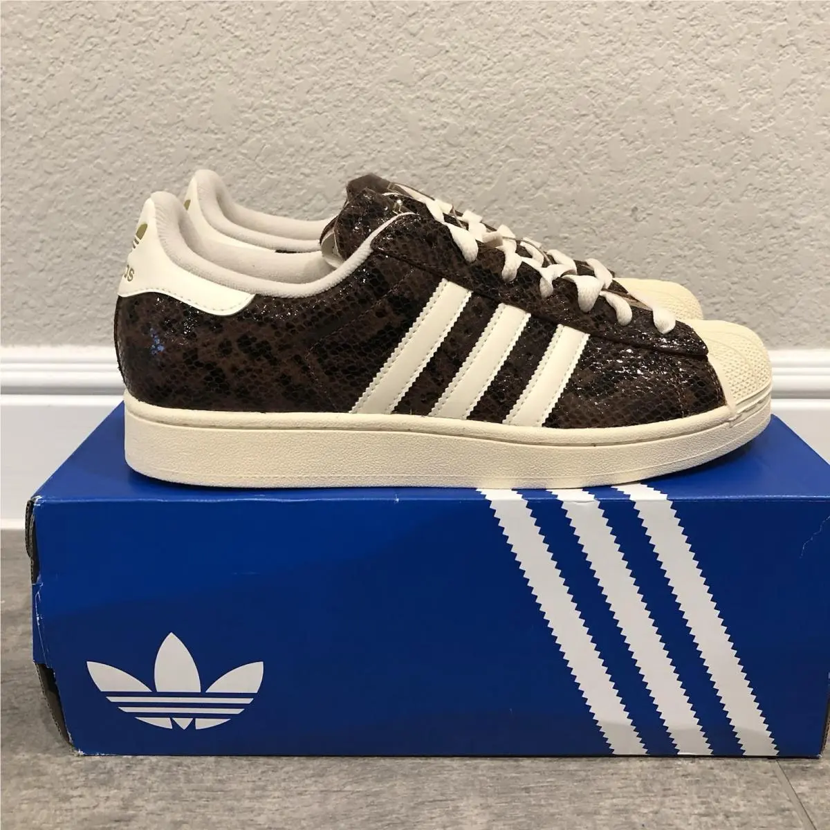 Adidas Superstar II Brown Snakeskin Sneakers Men Shoes Size 9 Women Size 10.5