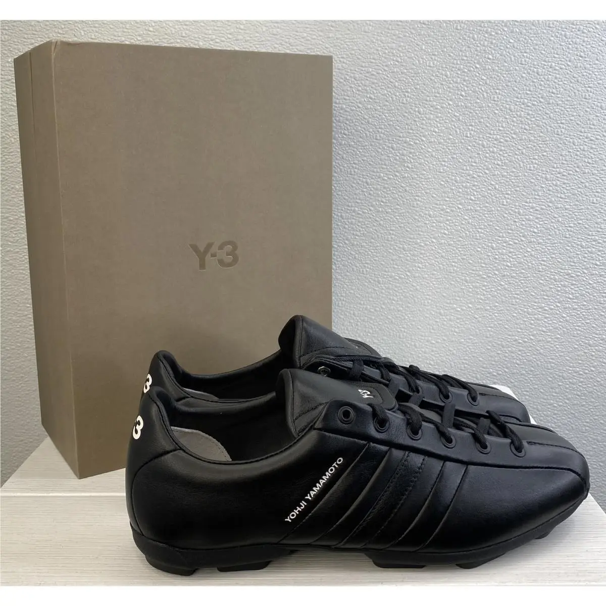 Adidas Y-3 Field Shoes Unisex M8.5 W9.5 Black Leather Soccer Cleats 3-Stripes