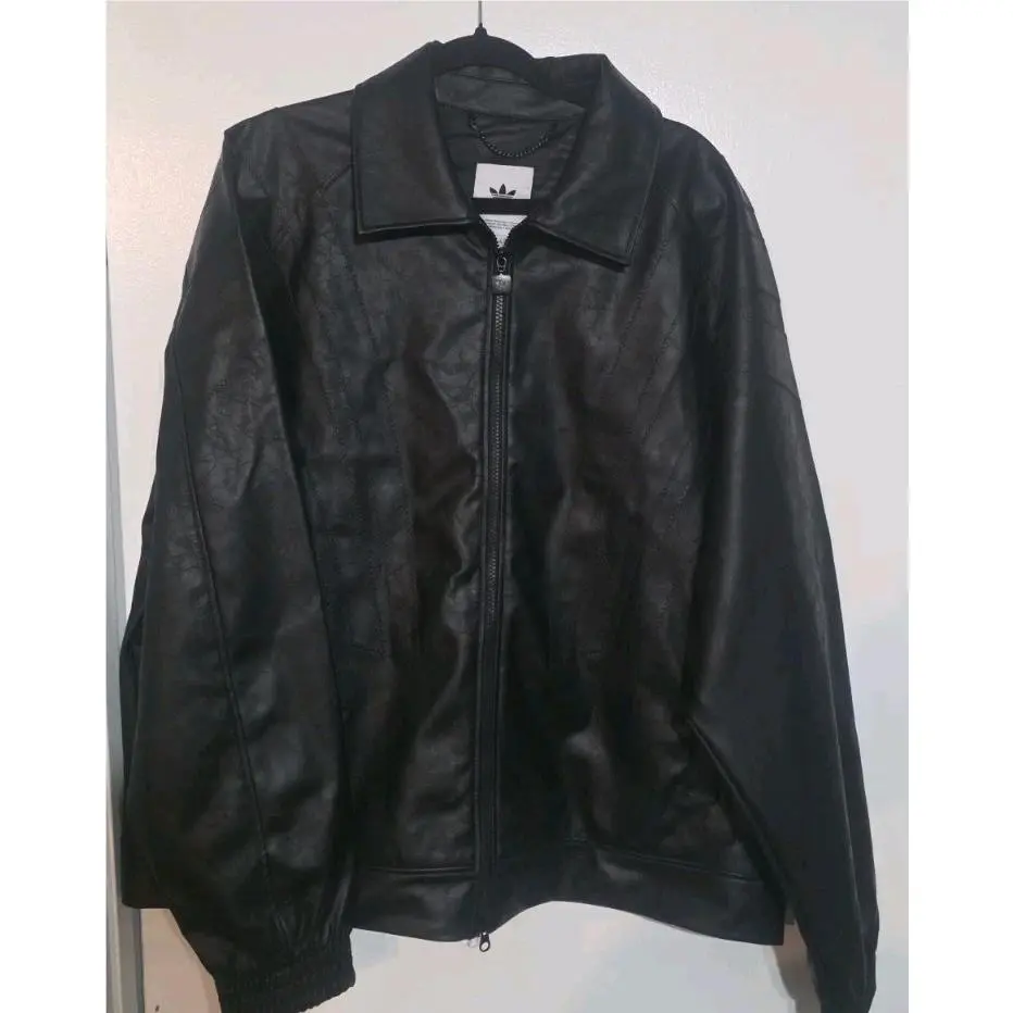 Adidas Womens Santiago Pleather Jacket Black KD2431 Size Large