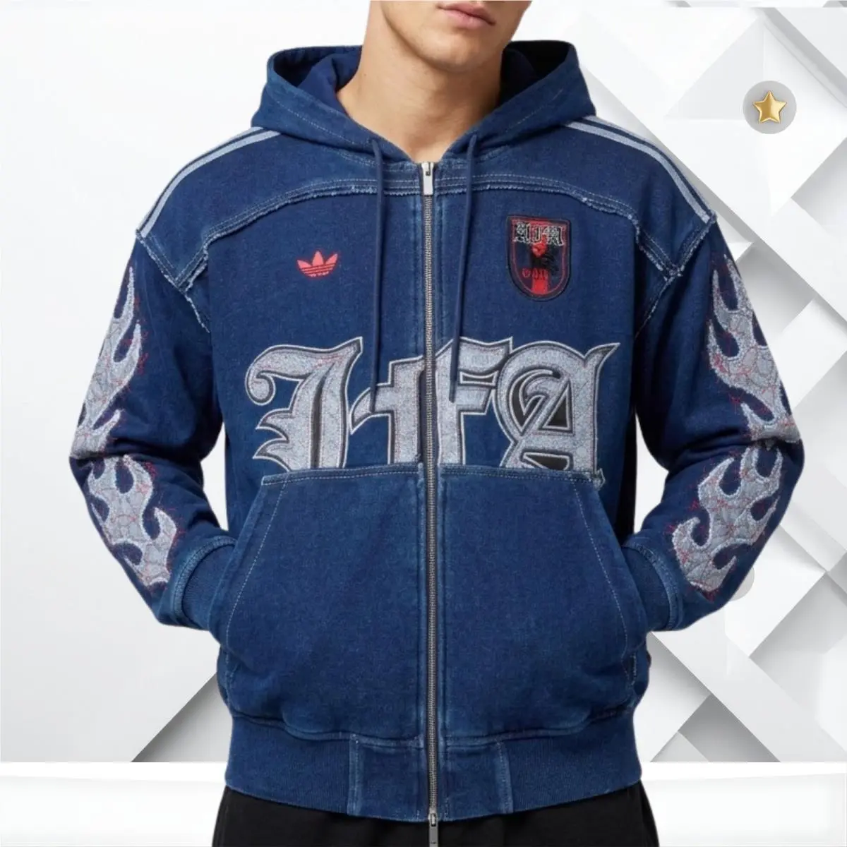 Adidas Originals Indigo Denim Fifa World Cup 26 Japan Hoodie Jacket 2XL Fits 3XL