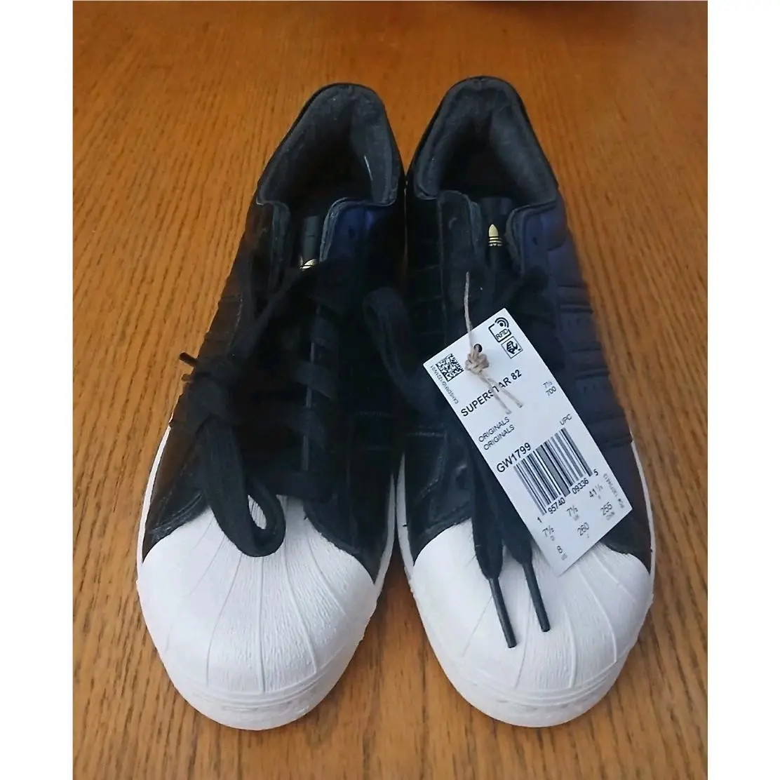 Size 8 - Adidas Superstar 82 Black Off White Gold