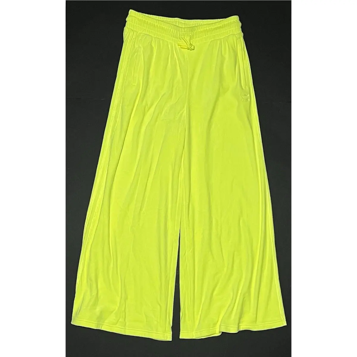 Adidas Jeremy Scott Velour Track Pant Wide Leg H50964 Womens Sz XL Solar Yellow