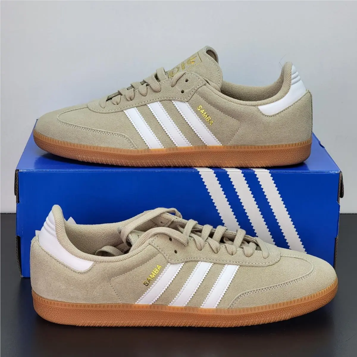 Adidas Samba OG Men`s Size 12 Athletic Shoes Tan White Footwear Sneakers