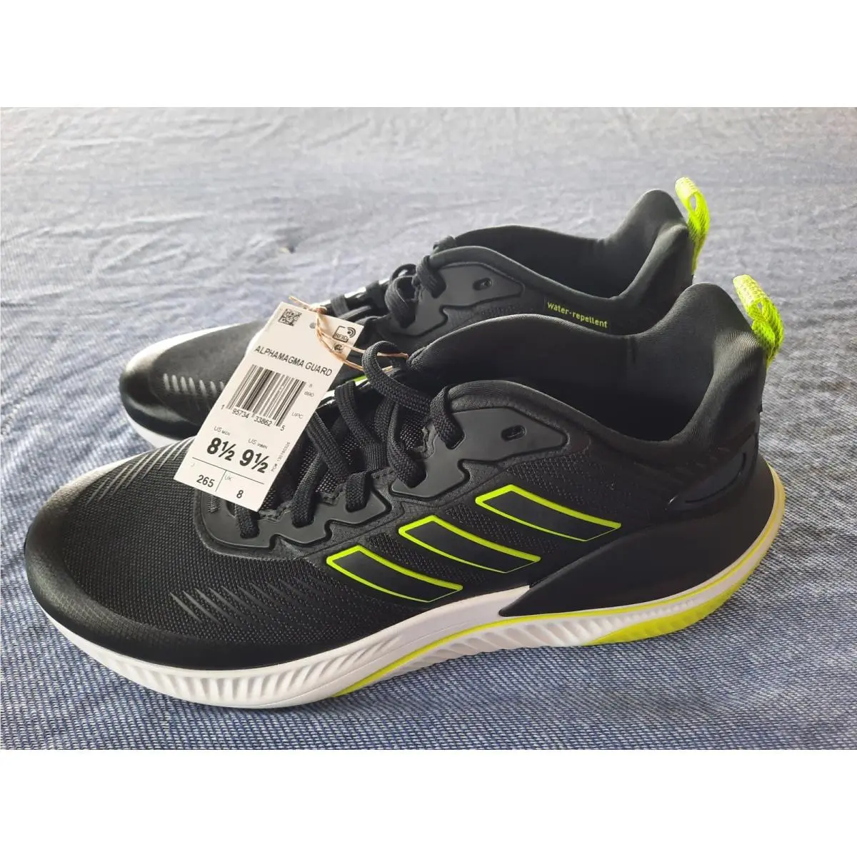 Adidas Alphamagma Guard Mens Running Shoes Black Solar Yellow GX1178 Size 8.5