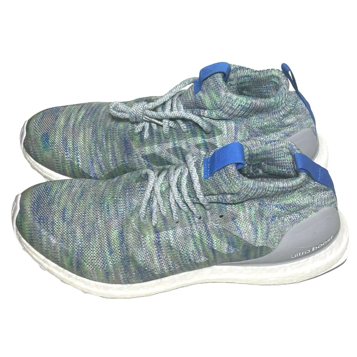 Adidas Mens Size 9.5 Ultra Boost Mid Running Sneakers Shoes Grey Multi Primknit+