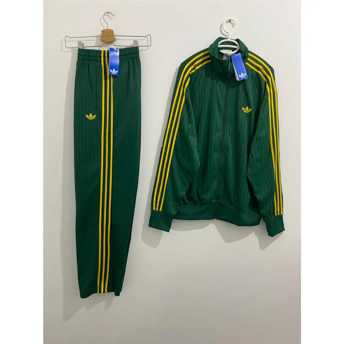 Adidas Originals Firebird Loose Pinstripes Tracksuit Green Yellow Size XL