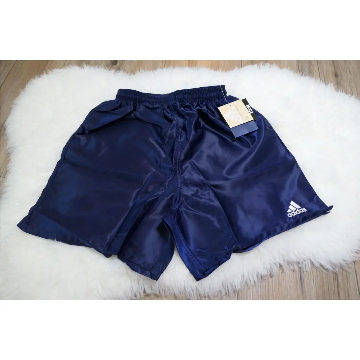 Vintage Y2K Adidas Shorts Men`s Small Shiny Satin Navy Blue Soccer Genoa II