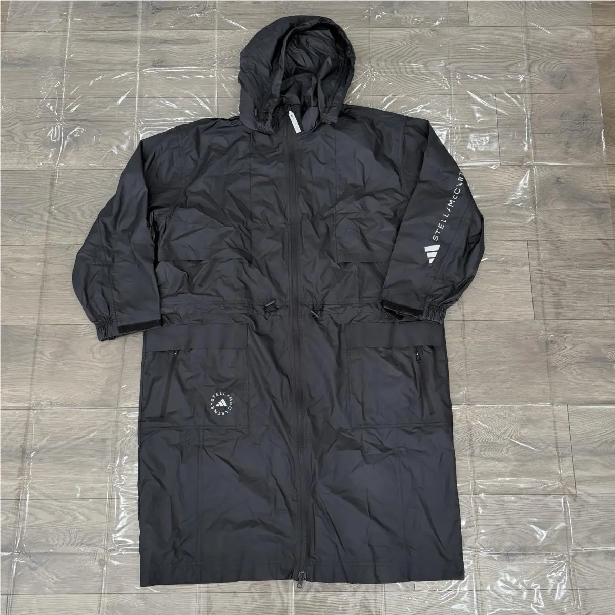 Women Adidas BY Stella Mccartney Sportswear Long Hooded Parka Black IT8274 SZ M