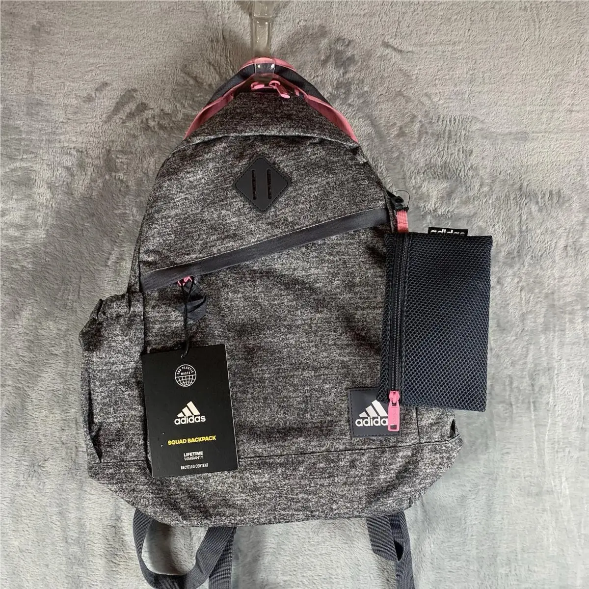 Adidas Squad Backpack Jersey Onix Grey Bliss Pink 16 Laptop Hydration School