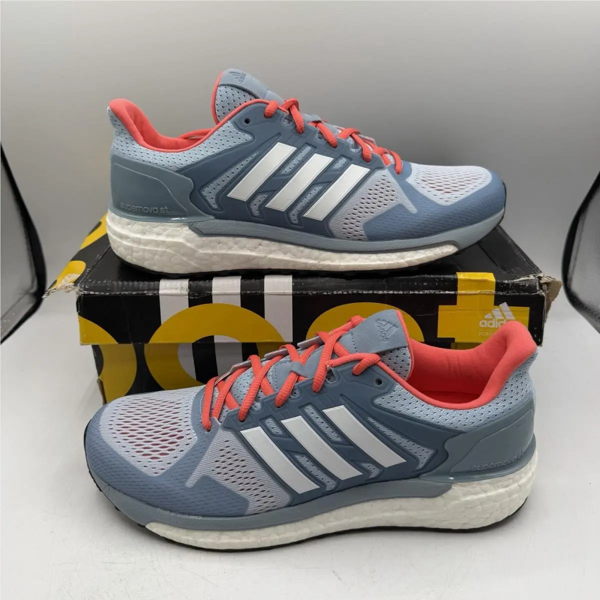 Adidas Supernova ST Running Shoes Womens Sz 9.5 Easy Blue/coral Sneakers BB3104