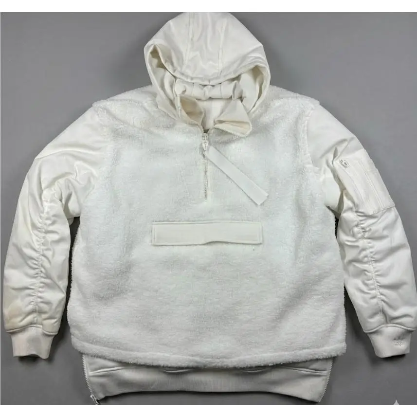 Adidas Ivy Park Icy Park Hoodie Medium White 1/2 Zip Sherpa Oversized Jacket