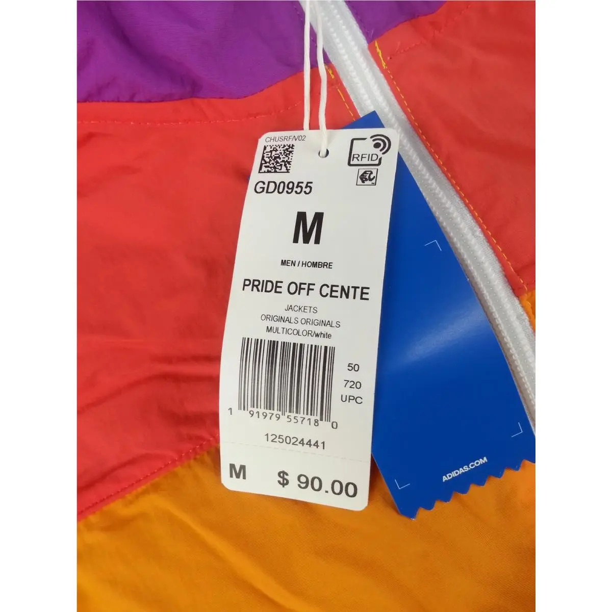 Adidas clothing - Pride Off Center Windbreaker - Pride Off Center Windbreaker - GD0955 - Multicolor, Red, Orange, Yellow, Blue, Green, Purple 1