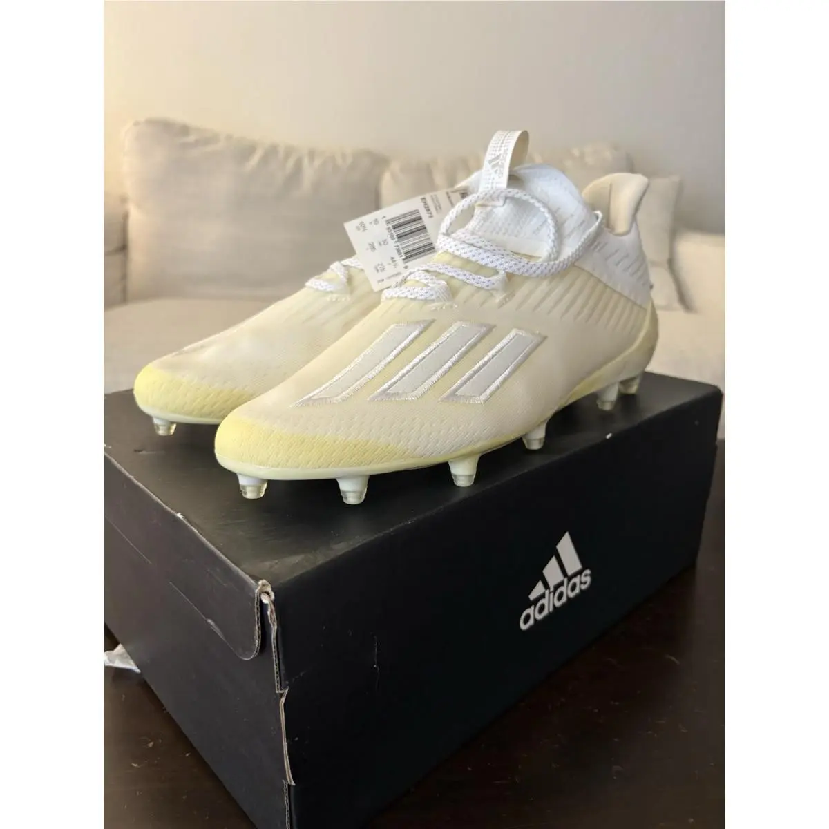 Adidas Adizero Anniversary Triple White Football Cleats Men`s Size 10.5 EH2875