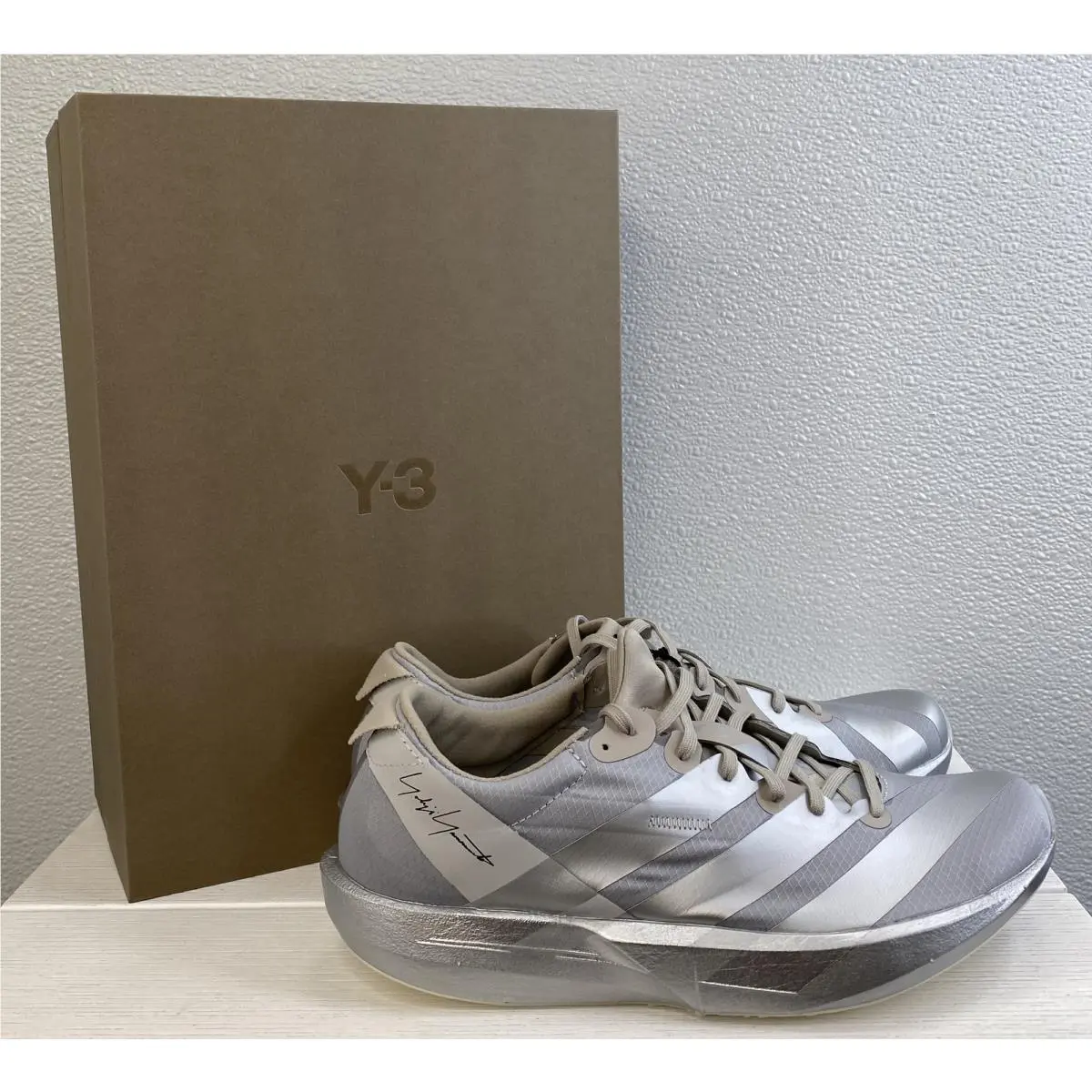 Adidas Y-3 Adidos 9 Men`s Size 5.5 Mesh Metallic Silver Low Top Running Sneakers