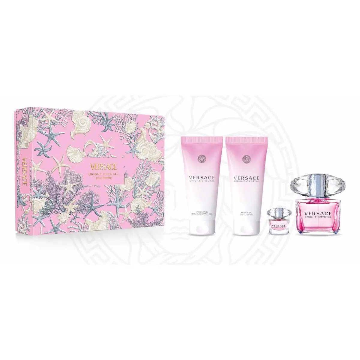 Set-versace Bright Crystal W 4pc. Set 3.0 Edt Spr/ 3.4 Lotion/ 3.4 Shower Gel/ 5