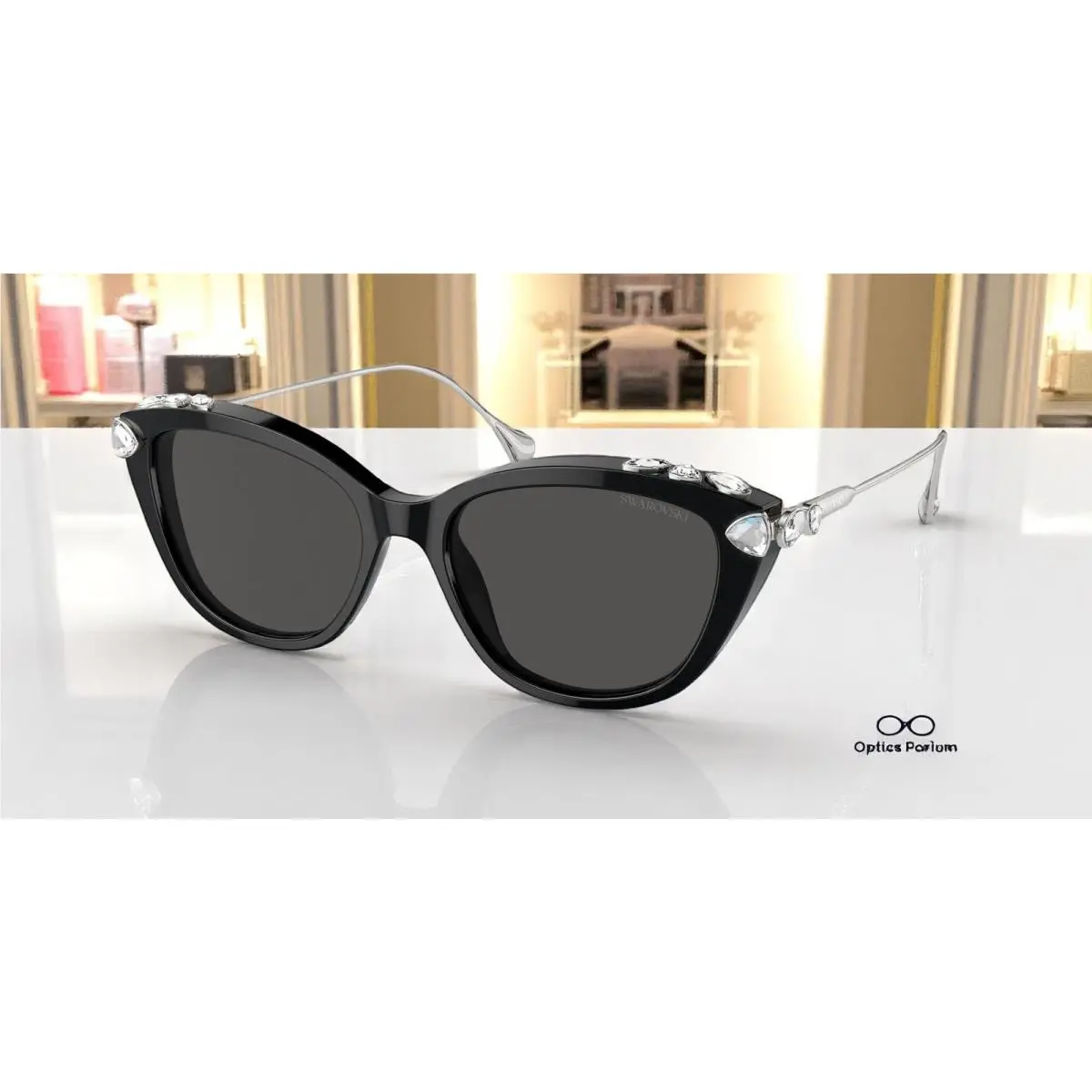 SK6010 103887 Black Dark Grey 53 mm Women`s Sunglasses by Swarovski