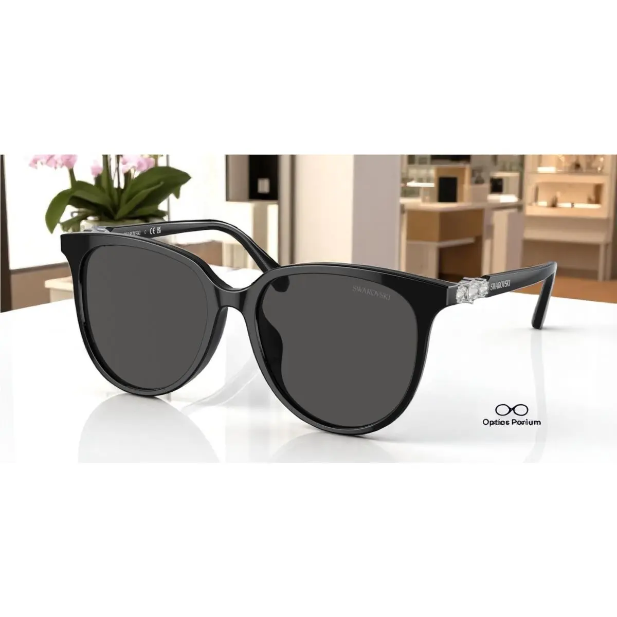SK6023D 100187 Black Dark Grey 56 mm Women`s Sunglasses by Swarovski
